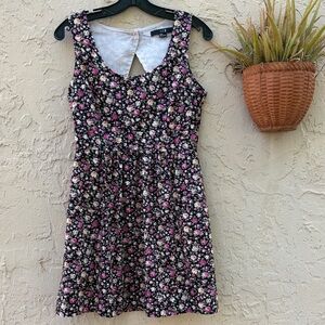 Forever 21 Black Mini Dress with Pink & White Floral Print